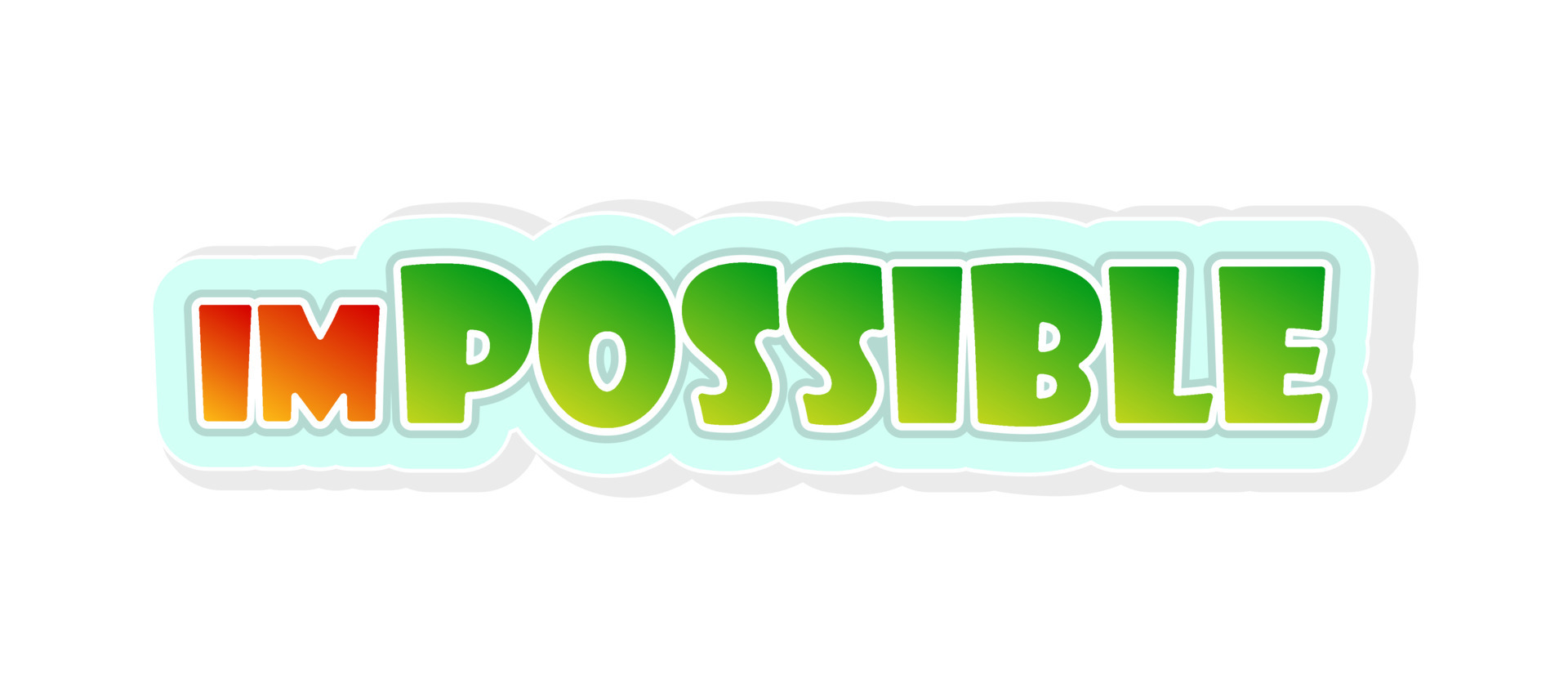 adesivo de ícone de palavra de desenho animado 3d impossível